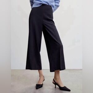 Wilfred Black Wide-Leg Cropped Trousers